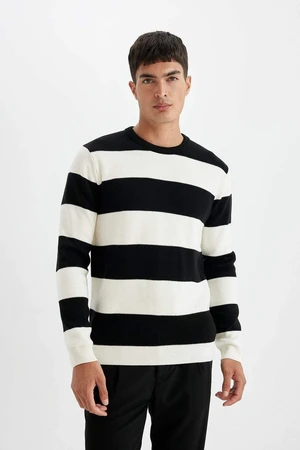 DEFACTO Standard Fit Crew Neck Striped Sweater