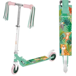 Spokey DUKE Scooter with tassels, 125 mm, green-pink