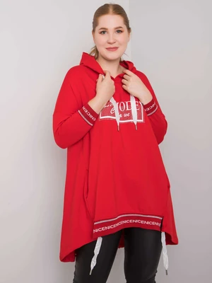 Women's red sweatshirt plus size with pocket