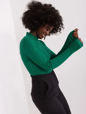 Dark green ribbed viscose sweater