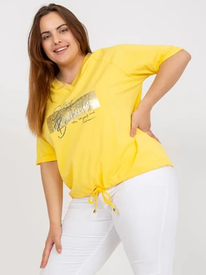 Yellow oversized blouse for everyday wear with a V-neck