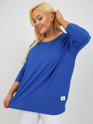 Navy blue basic viscose blouse plus size