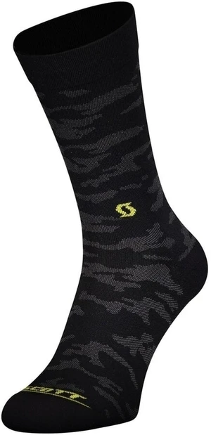 Scott Sock Trail Camo Crew Black-Sulphur Yellow S Calcetines para correr