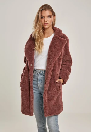 Women's oversized coat Sherpa darkrose