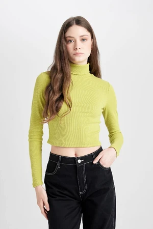 DEFACTO Coool Fitted Turtleneck Ribbed Camisole Basic Plain Long Sleeve T-Shirt