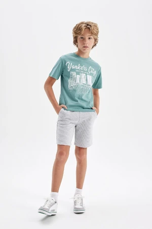 DEFACTO Boy Printed Short Sleeve T-Shirt Shorts 2-Piece Set