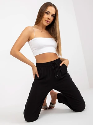 Black fabric trousers with straight legs SUBLEVEL