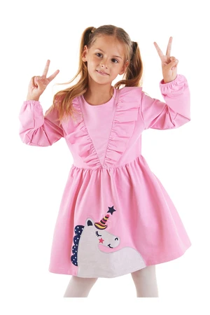 Denokids Glitter Unicorn Girl's Pink Dress