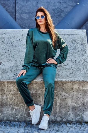 Velour set sweatshirt + trousers green