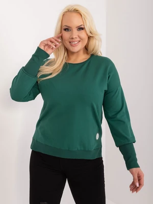 Dark green asymmetrical cotton blouse in a larger size