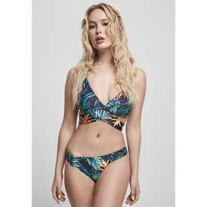 Women's bikini with vriesea pattern black