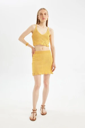 DEFACTO Cool Slim Fit Crochet Mini Skirt