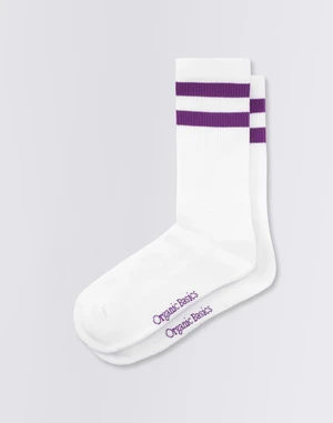 Organic Basics Core Stripe Crew Socks 2-pack White / Aubergine 39-42