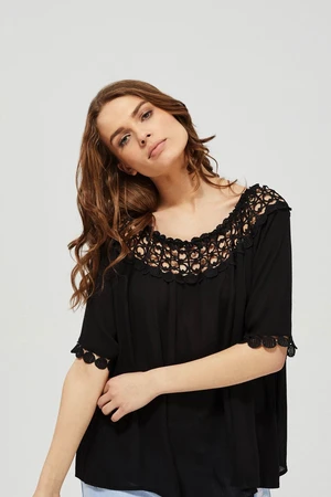 Spanish Shirt with Embroidery - Black