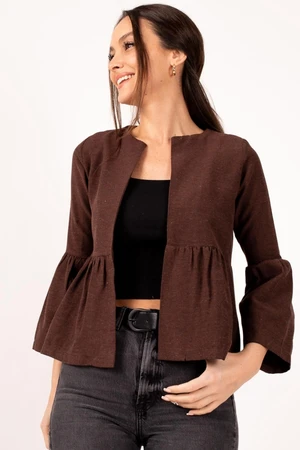 armonika Women's Coffee Jacket with Shirred Waist And Sleeves