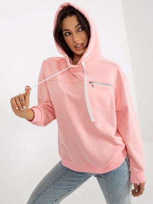 Light pink hoodie with drawstrings