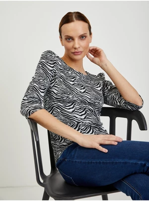 White-black women's patterned T-shirt ORSAY