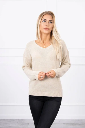 Sweater with V-neck beige