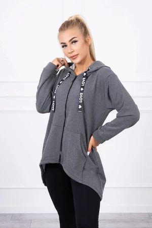 Sweatshirt with longer back and graphite hood