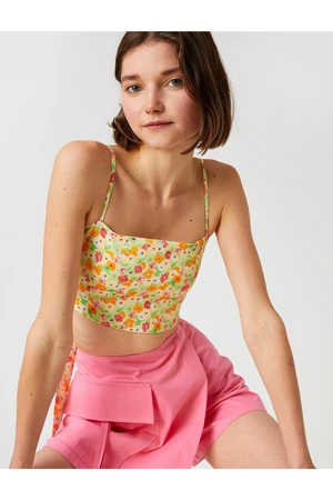 Koton Floral Crop Tank Top, Straps