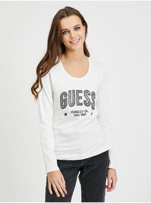 White Women's Long Sleeve T-Shirt Guess Mirela - Women