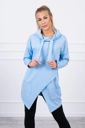 Tunic with clutch at the front Oversize cyan