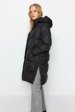 Trendyol Black Oversize Hooded Water Repellent Long Inflatable Coat