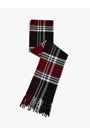 Koton Basic Long Plaid Scarf with Thin Tassel Detail.