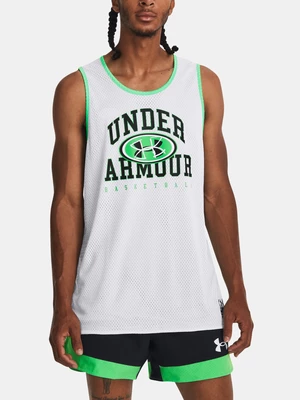 Green and white men's sports reversible tank top Under Armour Baseline