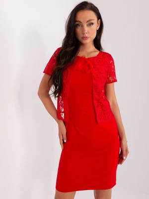 Cocktail dress from red pencil with lace