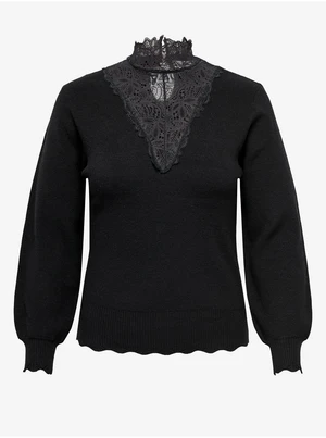 Black women's sweater with lace ONLY CARMAKOMA Rebecca - Women