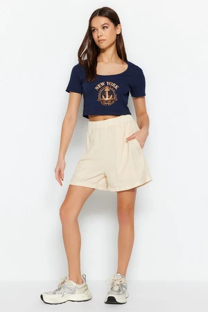 Trendyol Stone Tencel™ Pocket Detailed High Waist Denim Shorts