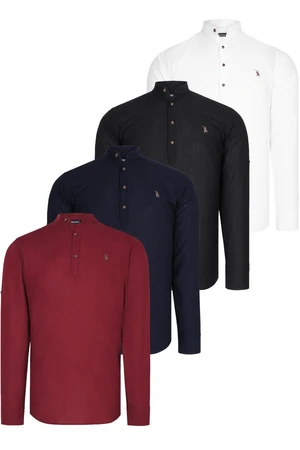 QUADRUPLE SET G783 DEWBERRY JUDGE COLLAR SHIRT-BLACK-WHITE-NAVY-BURGUNDY