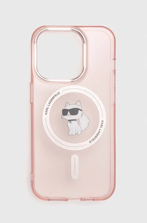 Obal na telefon Karl Lagerfeld iPhone 15 Pro 6.1 růžová barva