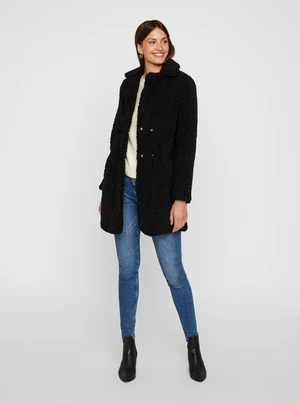 Black winter coat made of artificial fur Noisy May Gabi - Ladies