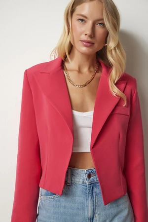 Happiness İstanbul Women's Pink Double Breasted Lapel Blazer Jacket