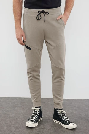 Trendyol Dark Beige Regular/Normal Cut Stitched Pocket Detailed Sportswear Sweatpants