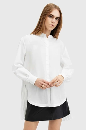 Košile AllSaints PERCY SHIRT dámská, bílá barva, relaxed, se stojáčkem, W004PB