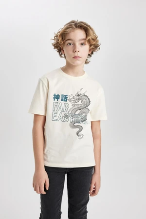 DEFACTO Boys' Crew Neck Printed Short Sleeve T-Shirt