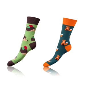 Bellinda 
CRAZY SOCKS 2x - Veselé ponožky 2 páry - oranžová - svetlo zelená