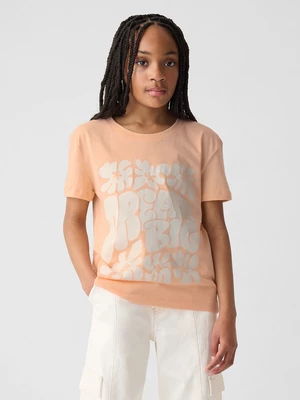 Marhuľové dievčenské tričko s potlačou GAP