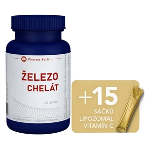 PHARMA ACTIV Železo chelát 60 tobolek + liposomal vitamín C 15 sáčků