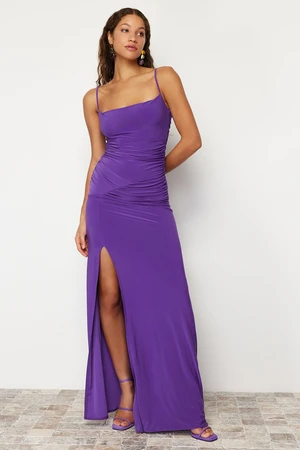 Trendyol Plum Knitted Evening Dress & Graduation Dress