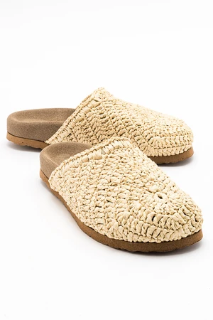 LuviShoes LOOP Beige Knitted Women's Slippers