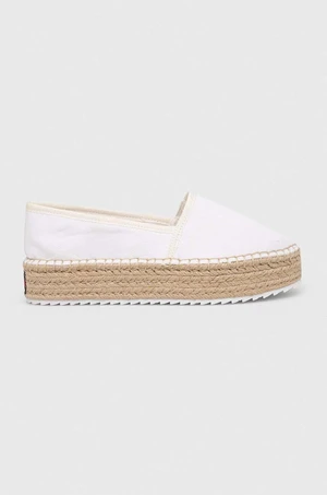 Espadrilky Tommy Jeans FLATFORM ESPADRILLE bílá barva, na platformě, EN0EN02078