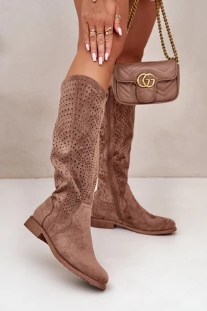 Women's perforated brown boots S.Barski