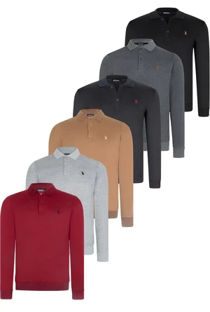 SET OF SIX V4007 DEWBERRY MEN'S SWEATSHIRT-BLACK-NAVY-ANTHRACITE-GREY-BURGUNDY-CAMEL