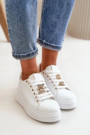 Women's platform sneakers with a teddy bear white Vailina