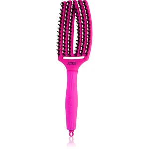 Olivia Garden Fingerbrush ThinkPink plochý kartáč s nylonovými a kančími štětinami Neon Violet 1 ks