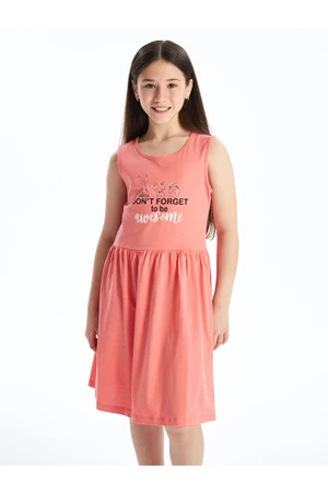 LC Waikiki Crew Neck Printed Girl's Dress